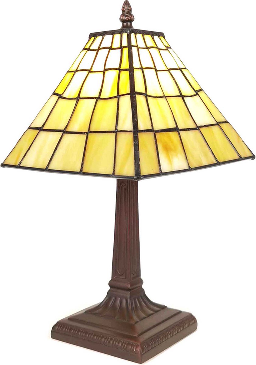 Clayre & Eef Tafellamp Tiffany Ø 20* 38cm E14/max 1*40w 5ll-6140 - Geel