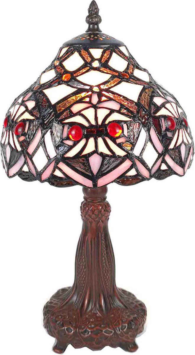 Clayre & Eef Tafellamp Tiffany Ø 20*37 Cm E14/max 1*25w 5ll-6141 - Paars