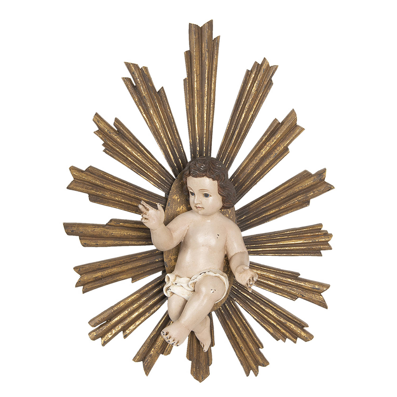 Clayre & Eef Decoratie Beeld Jezus 35*15*46 Cm Hout, Kunststof Decoratief Figuur Decoratieve Accessoires - Bruin