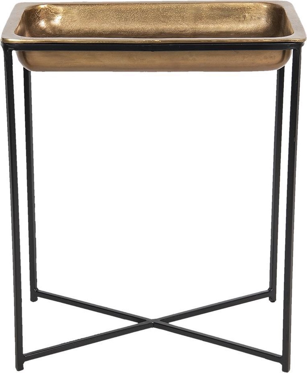 Clayre & Eef Bijzettafel 53*54*62 Cm Koperkleurig Aluminium Rechthoek Side Table Tafeltje Koperkleurig Side Table