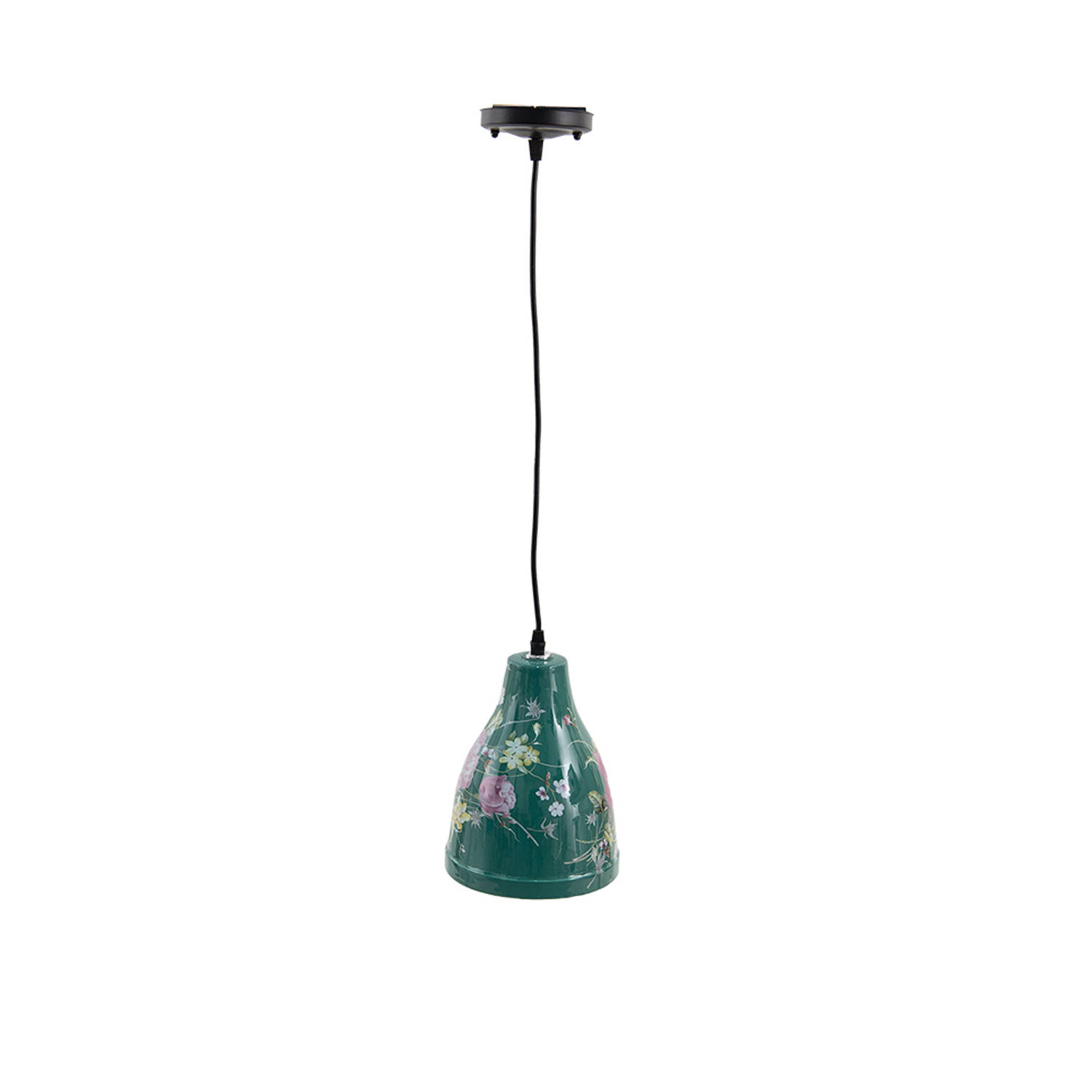 Clayre & Eef Hanglamp Ø 18*75 Cm E27*60w, Roze Keramiek Bloemen Hanglamp Eettafel Hanglampen Eetkamer - Groen