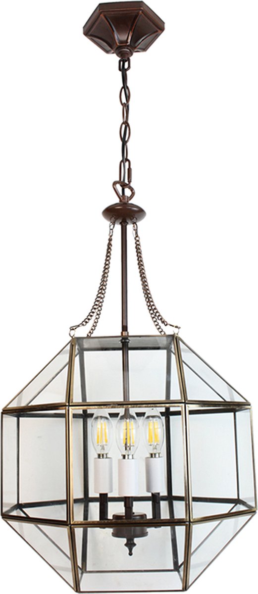 Clayre & Eef Transparente Hanglamp 35*35*180 Cm E14/max 3*40w 5ll-9342