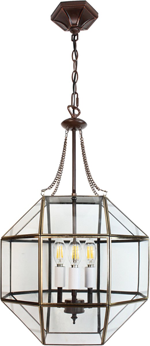 Clayre & Eef Transparente Hanglamp 35*35*180 Cm E14/max 3*40w 5ll-9342