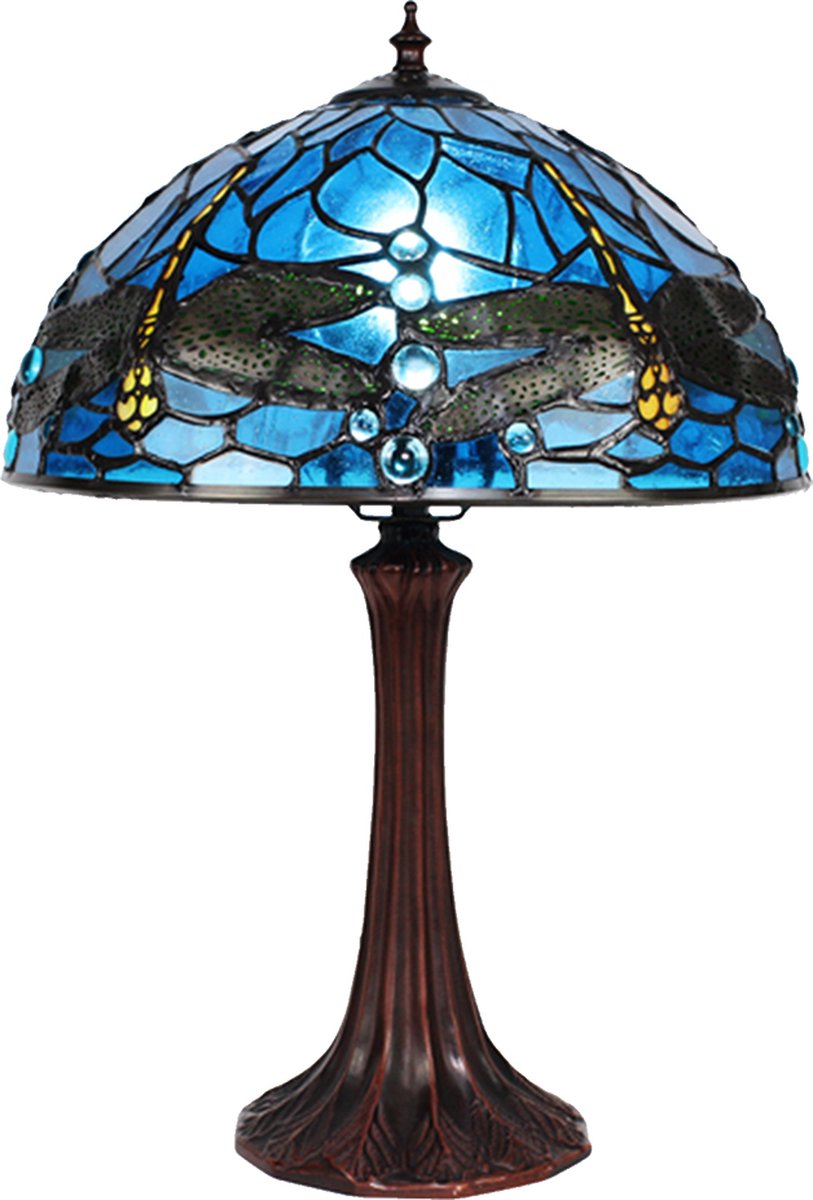 Clayre & Eef e Tafellamp Tiffany Ø 31*43 Cm E27/max 1*60w 5ll-9335bl - Blauw