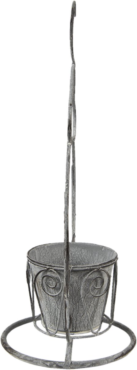 Clayre & Eef Planthouder Theepot 45*20*48 Cm Ijzer Decoratie - Grijs