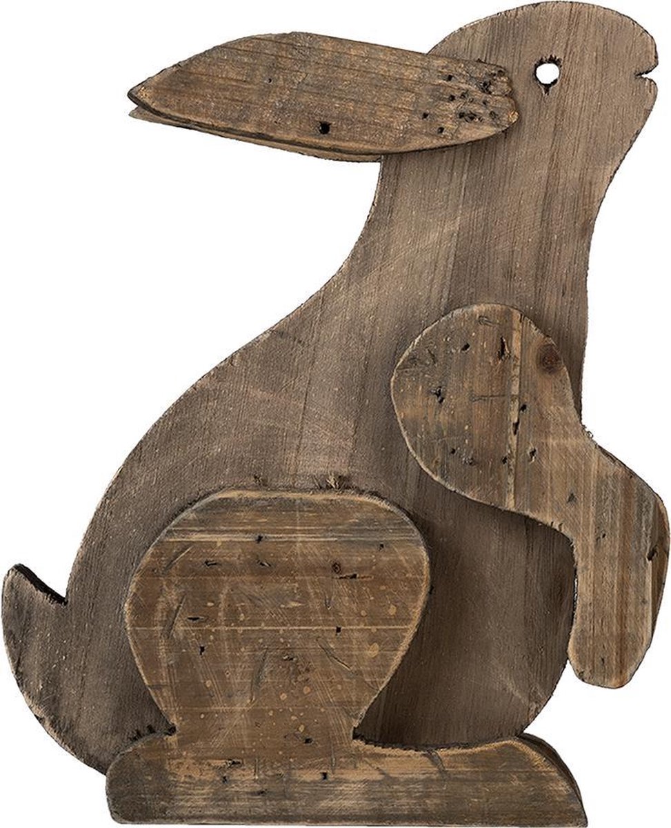 Clayre & Eef Decoratie Konijn 20*12*26 Cm Hout Decoratief Figuur - Bruin