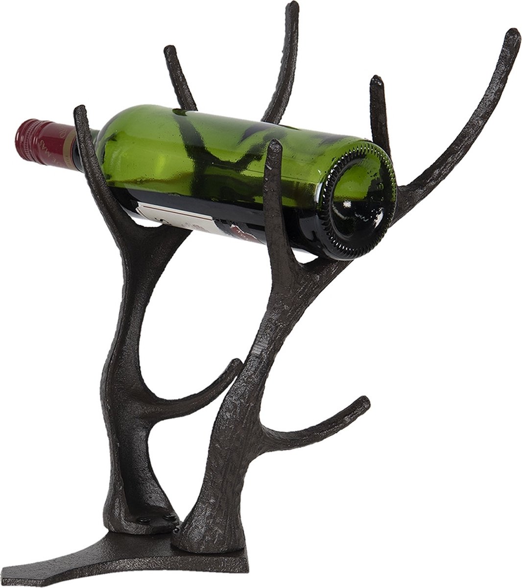 Clayre & Eef Wijnrek 21*19*34 Cm Metaal Flessenrek Flessenhouder - Zwart