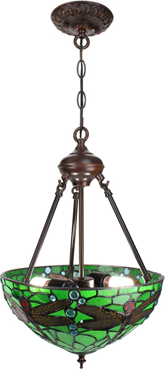 Clayre & Eef e Hanglamp Tiffany Ø 31*155 Cm E27/max 2*60w 5ll-9336gr - Groen