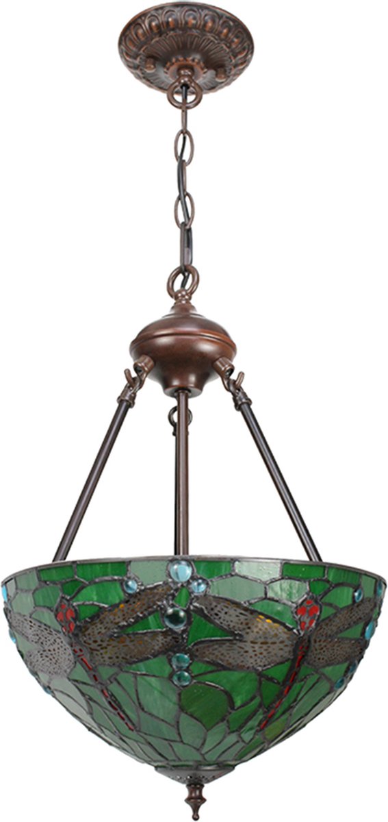 Clayre & Eef e Hanglamp Tiffany Ø 31*155 Cm E27/max 2*60w 5ll-9336gr - Groen