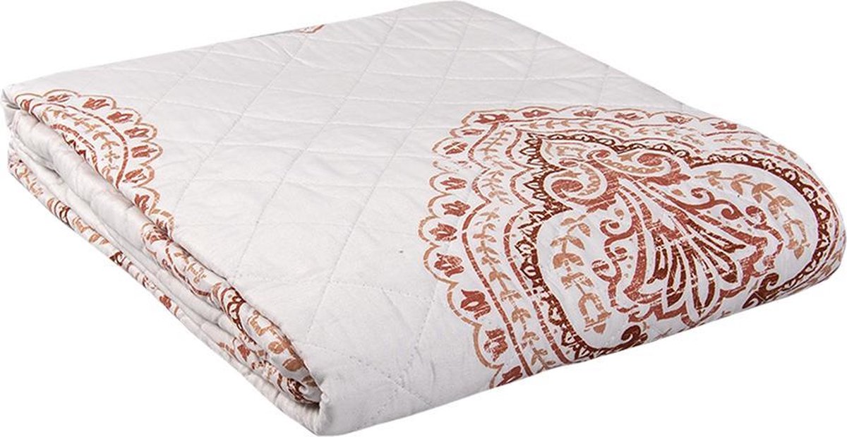 Clayre & Eef Bedsprei 240*260 Cm Polyester Krullen Rechthoek Sprei - Wit