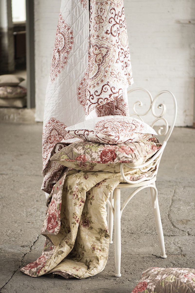 Clayre & Eef Bedsprei 240*260 Cm Polyester Krullen Rechthoek Sprei - Wit