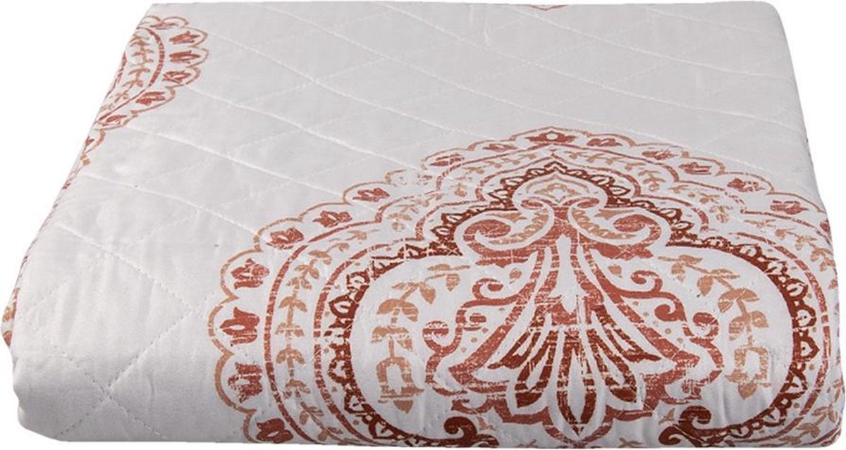 Clayre & Eef Bedsprei 240*260 Cm Polyester Krullen Rechthoek Sprei - Wit