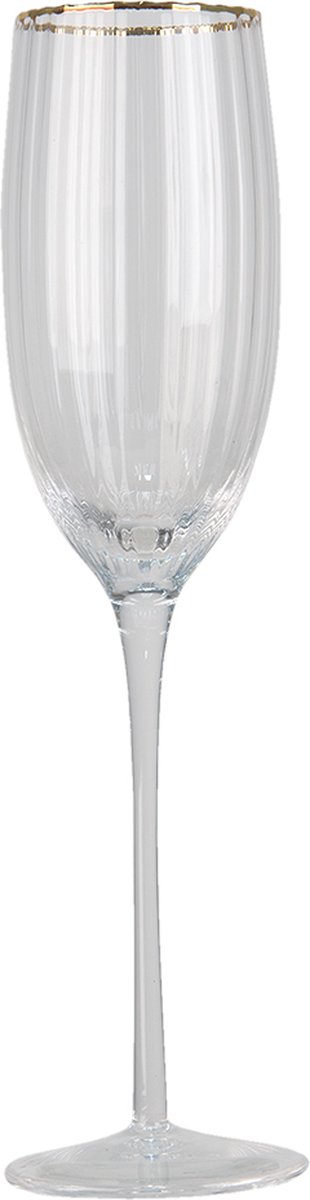 Clayre & Eef Champagneglas 250 Ml Transparant Glas Rond Wijnglas Champagne Glas Prosecco Glas Transparant Wijnglas