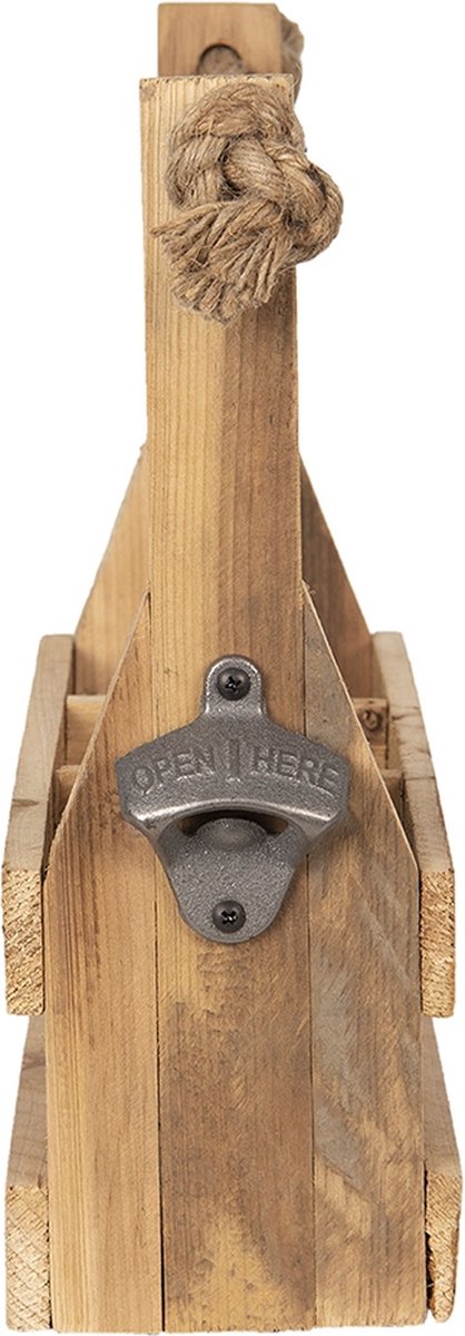 Clayre & Eef Flessenrek Met Flessen 32*11*32 Cm Beige Hout Wijnrek - Bruin