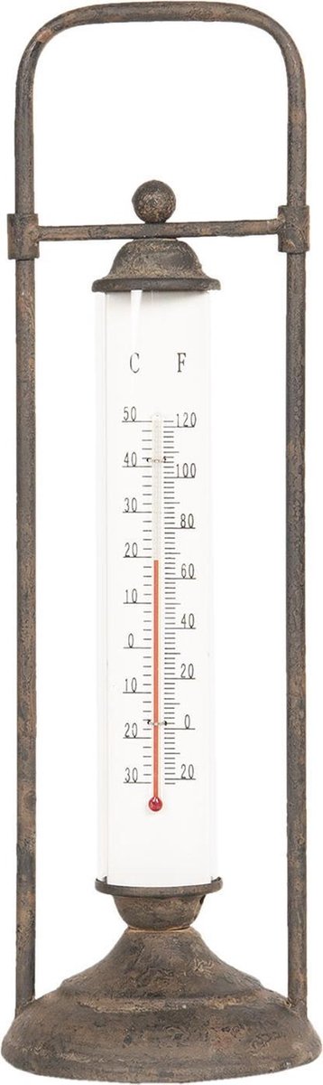 Clayre & Eef Thermometer 13*13*43 Cm 64307 - Zwart