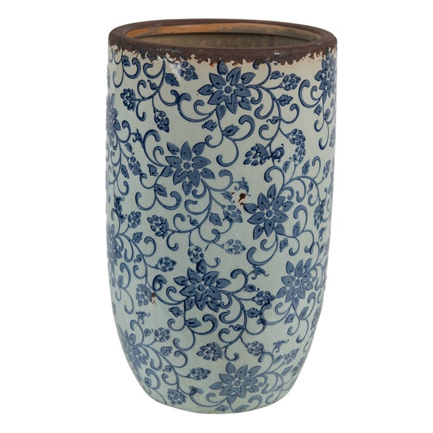 Clayre & Eef e Decoratie Vaas Ø 16*25 Cm 6ce1378 - Blauw