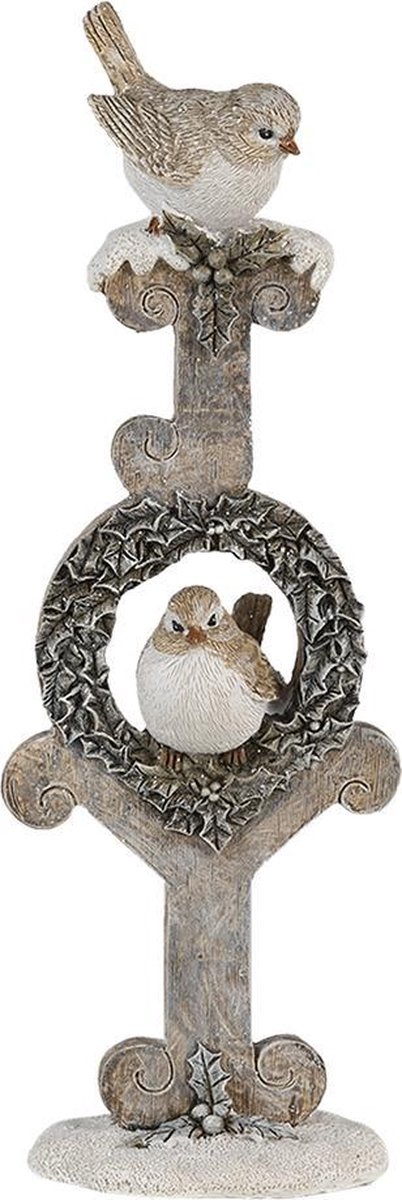 Clayre & Eef Decoratie Vogel 8*5*24 Cm Polyresin Decoratief - Grijs