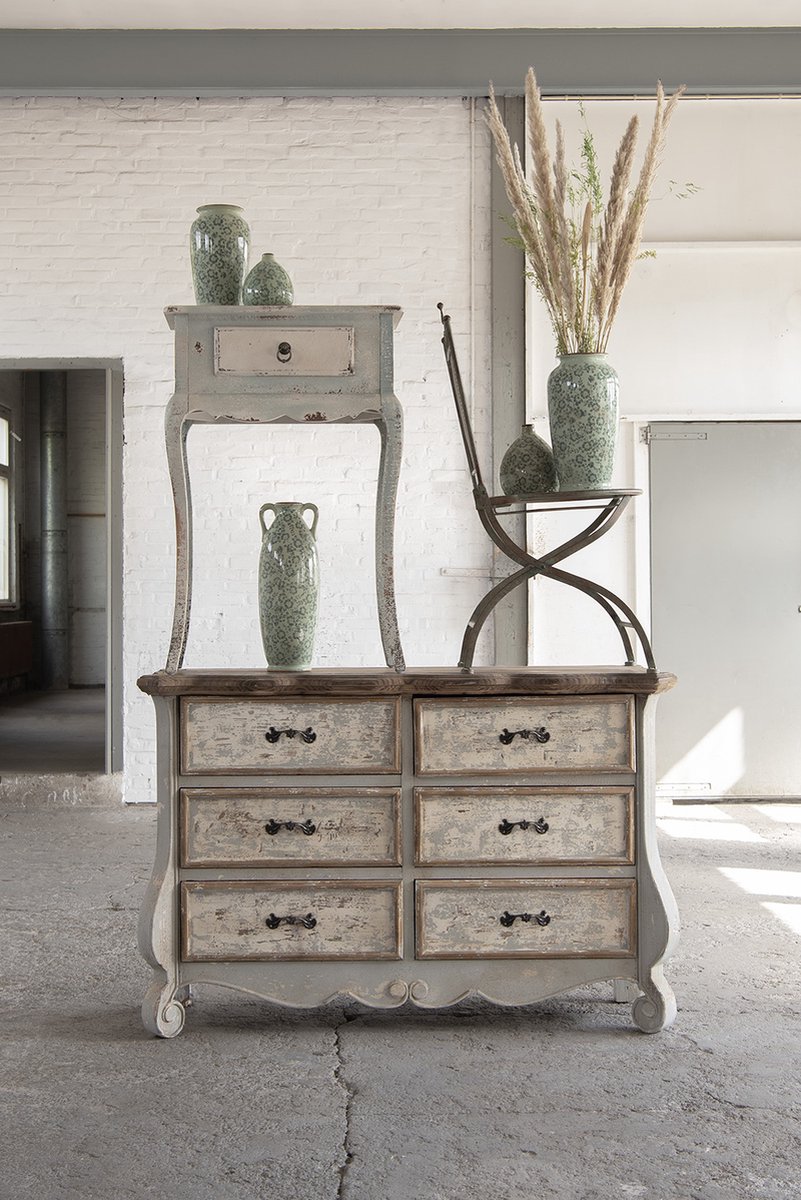 Clayre & Eef Decoratie Vaas Ø 16*45 Cm 6ce1393l - Groen