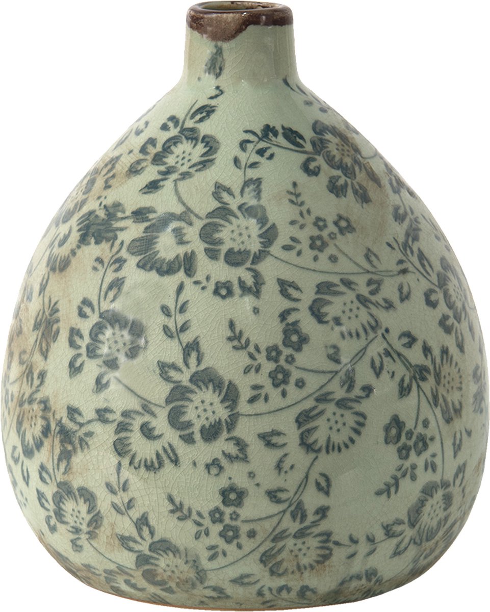 Clayre & Eef Decoratie Vaas Ø 17*19 Cm 6ce1391m - Groen