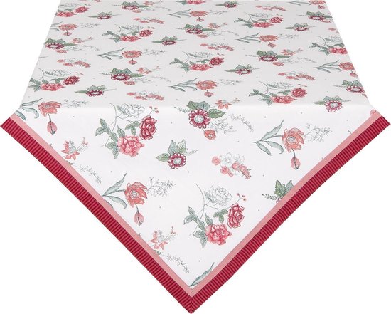 Clayre & Eef Tafelkleed 100*100 Cm 100% Katoen Bloemen Evf01 - Rood