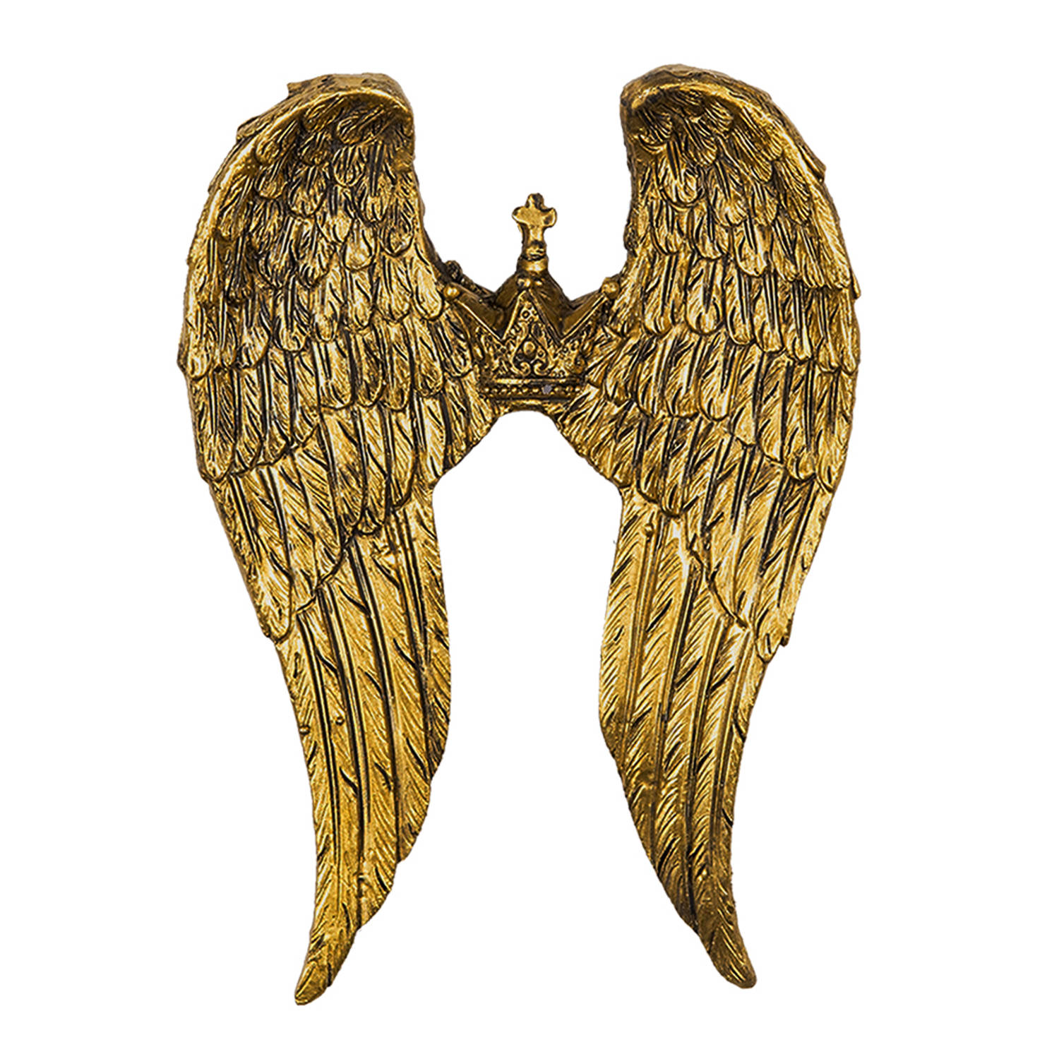 Clayre & Eef Decoratie Beeld Vleugels 11*2*15 Cmkleurig Kunststof Decoratief Figuur Decoratieve Accessoires - Goud