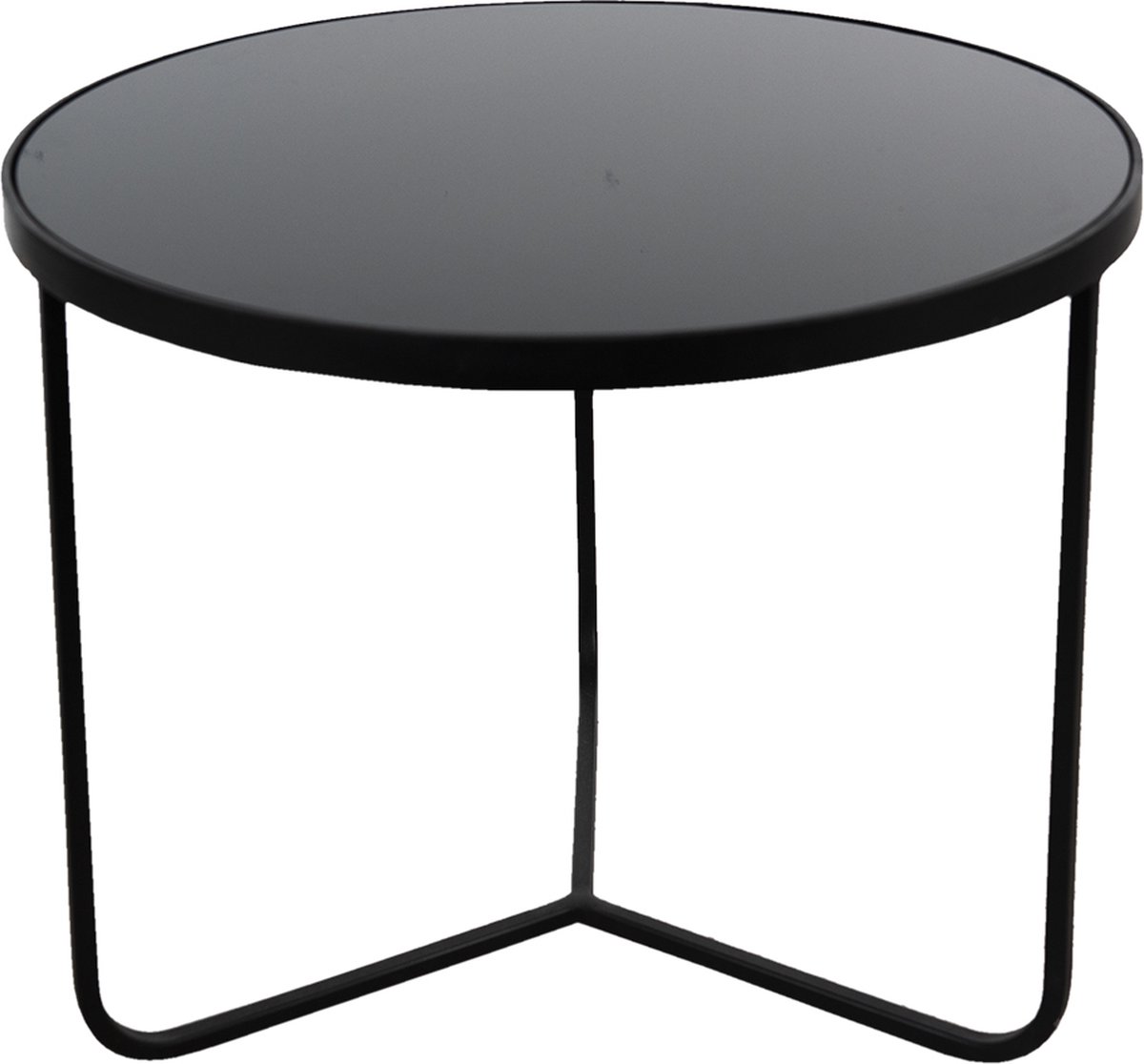 Clayre & Eef Bijzettafel Ø 60*45 Cm Aluminium Rond Side Table Tafeltje Side Table Tafeltje - Zwart