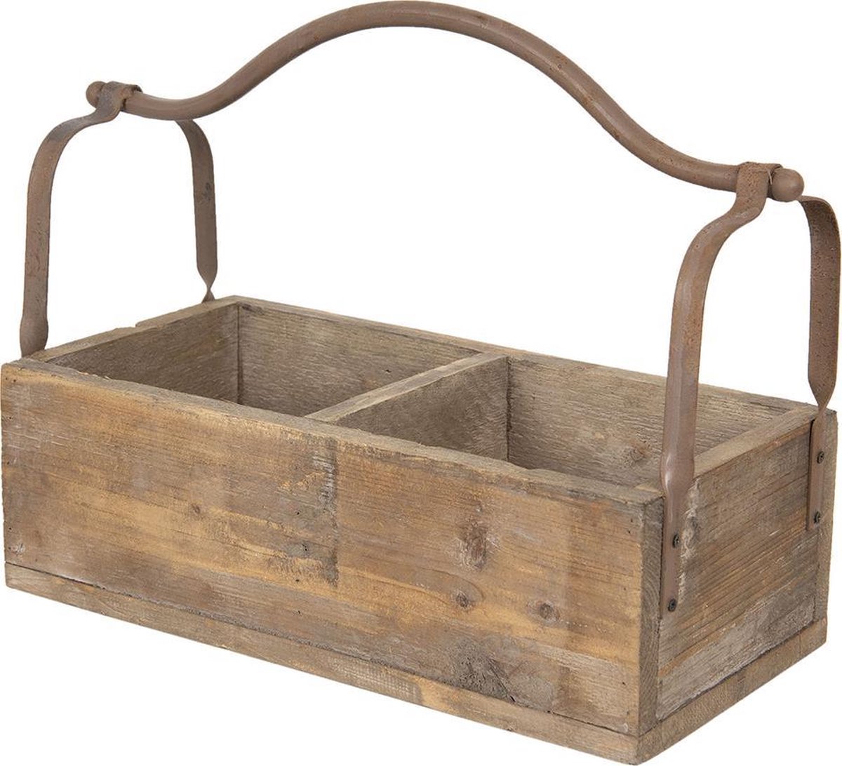 Clayre & Eef Opbergmand 41*19*29 Cm Hout / Metaal Mand Mand - Bruin