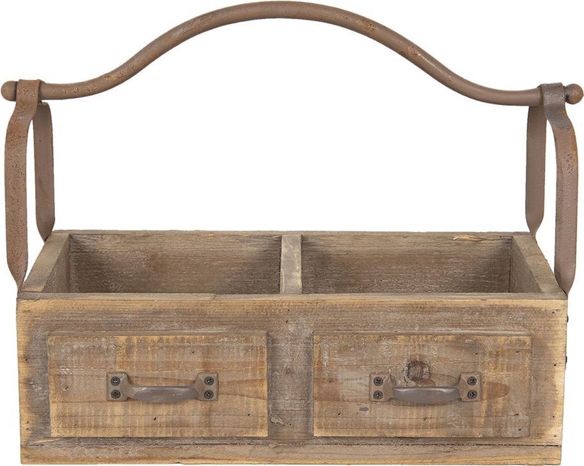 Clayre & Eef Opbergmand 41*19*29 Cm Hout / Metaal Mand Mand - Bruin