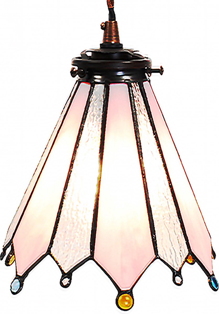 Clayre & Eef Hanglamp Tiffany 18*15*115 Cm E14/max 1*25w 5ll-6218 - Roze