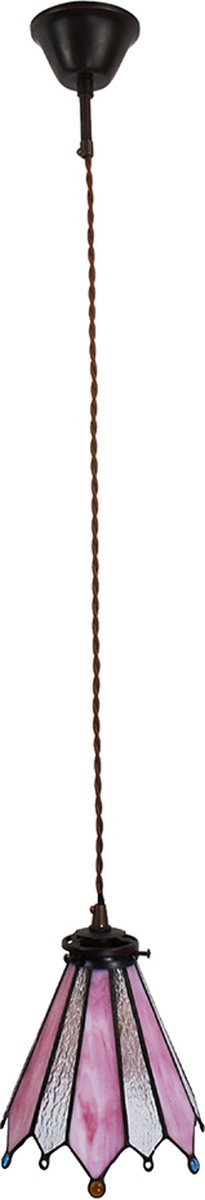 Clayre & Eef Hanglamp Tiffany 18*15*115 Cm E14/max 1*25w 5ll-6218 - Roze