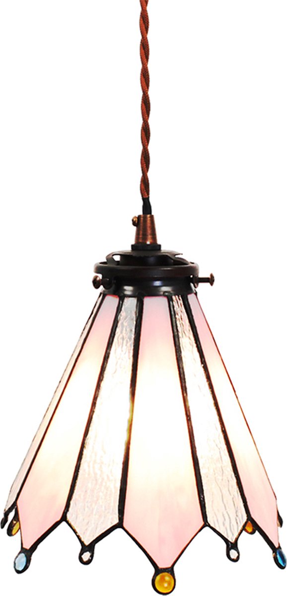 Clayre & Eef Hanglamp Tiffany 18*15*115 Cm E14/max 1*25w 5ll-6218 - Roze