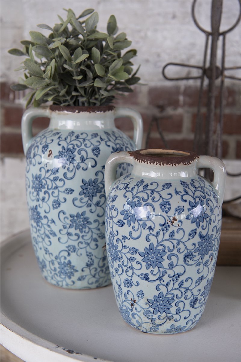 Clayre & Eef e Decoratie Vaas 16*15*24 Cm 6ce1377 - Blauw
