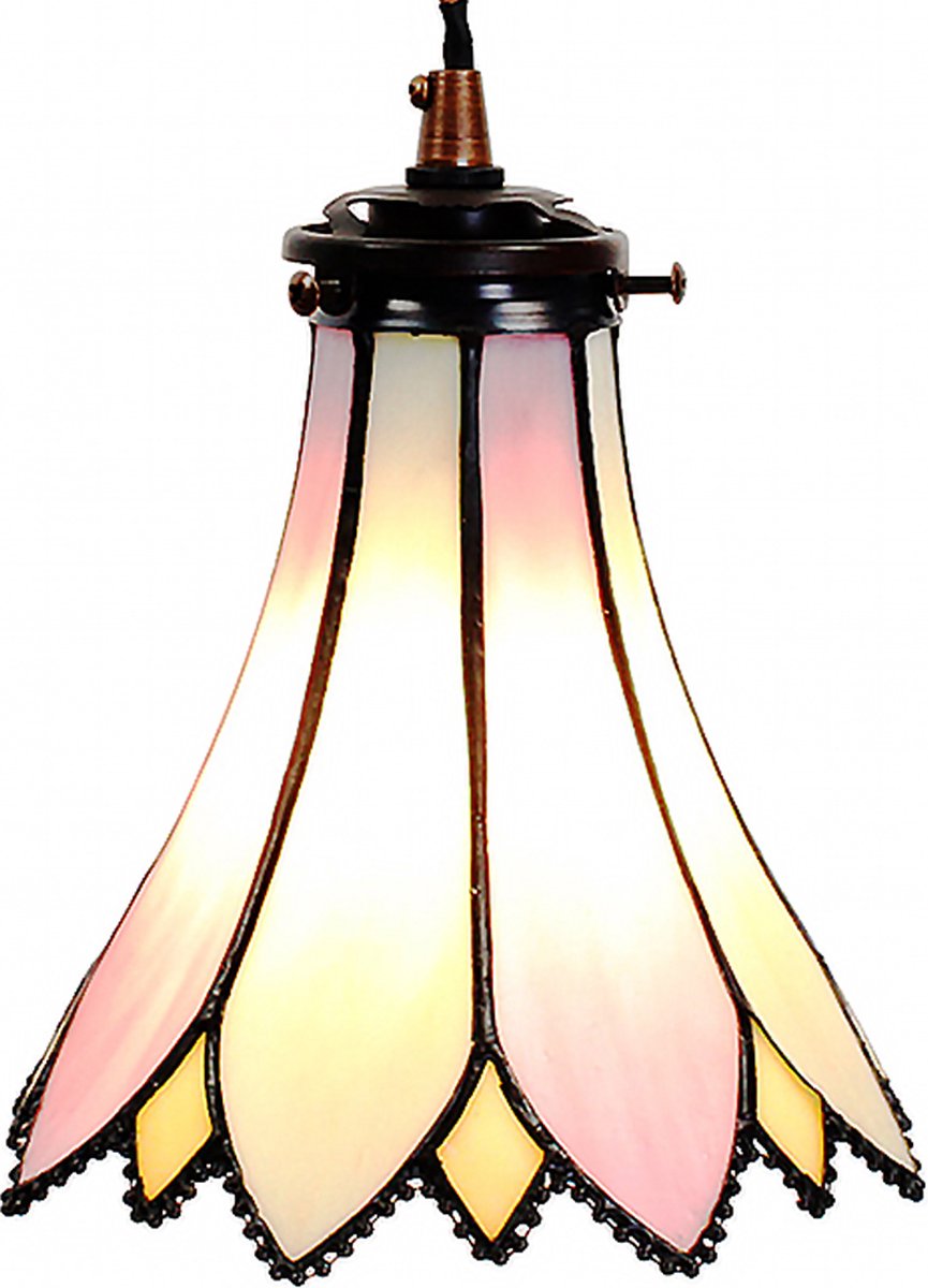 Clayre & Eef Hanglamp Tiffany Ø 15*115 Cm E14/max 1*40w 5ll-6196 - Roze