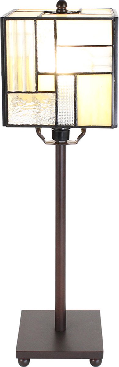 Clayre & Eef Grijze Tafellamp Tiffany 13*13*28 Cm E14/max 1*25w 5ll-6190