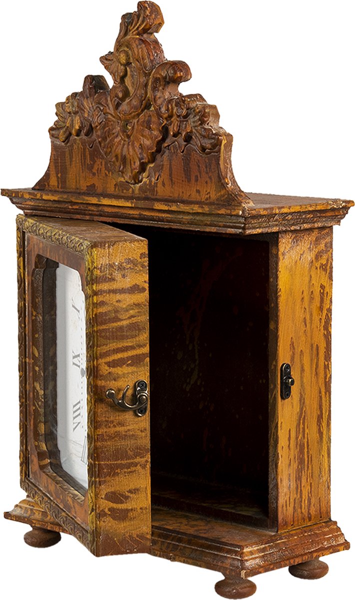 Clayre & Eef Tafelklok 27*12*44 Cm Hout, Glas Rechthoek - Bruin