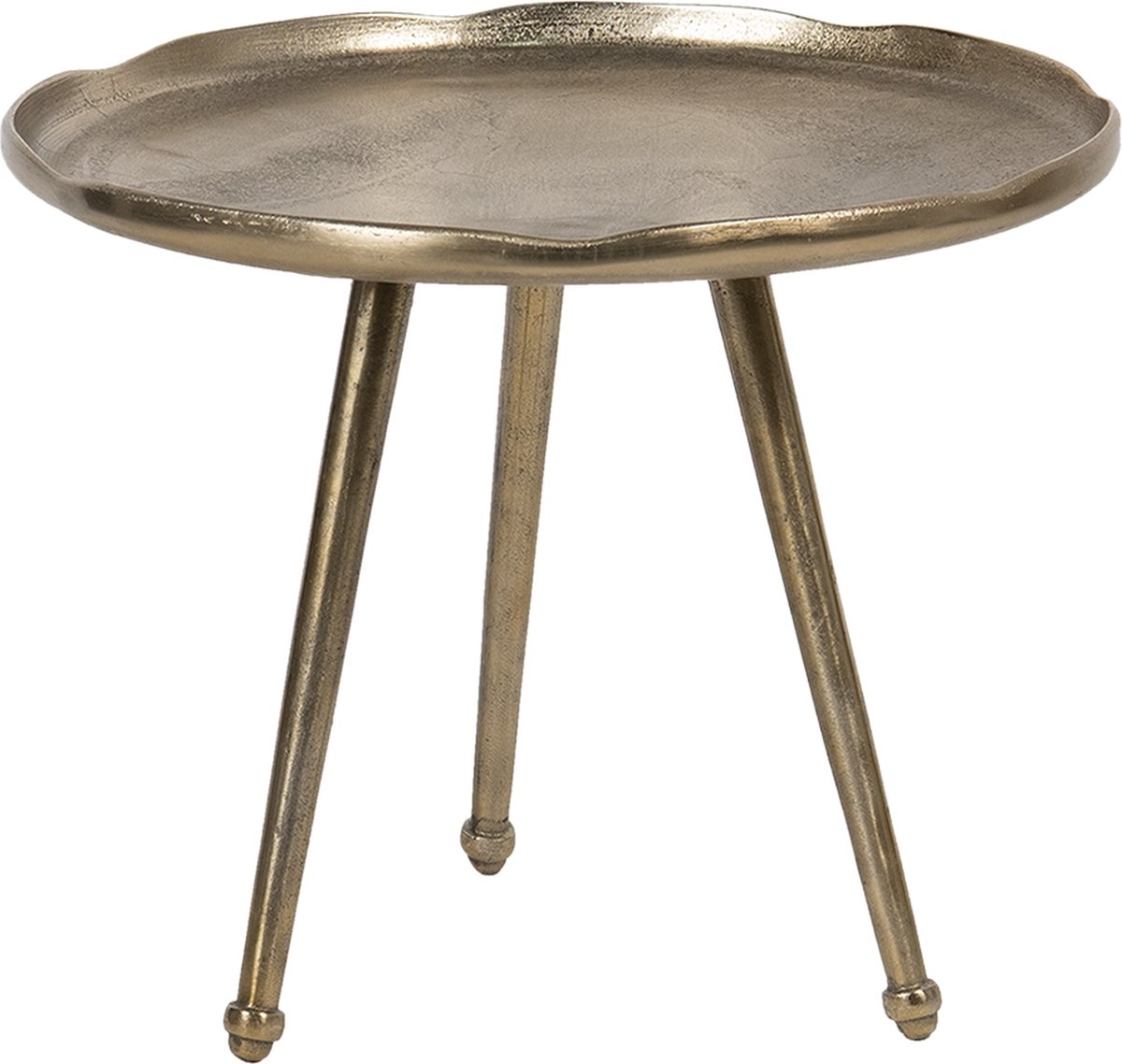 Clayre & Eef Bijzettafel Ø 59*45 Cmkleurig Aluminium Rond Side Table Tafeltjekleurig Side Table Tafeltje - Goud