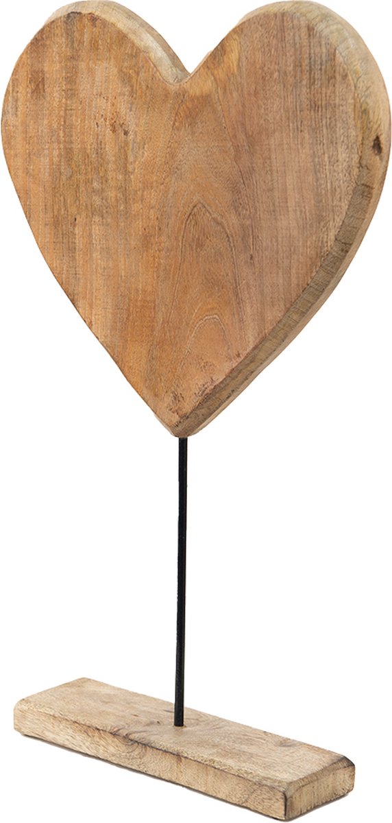 Clayre & Eef Decoratie Beeld Hart 32*7*51 Cm Hout, Ijzer Decoratief Figuur Decoratieve Accessoires - Bruin