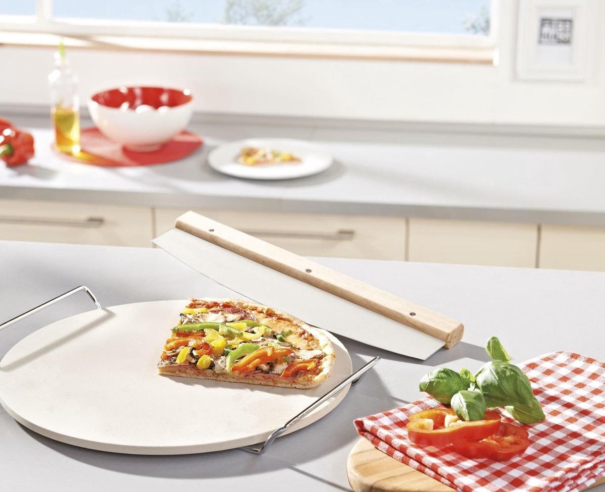 Leifheit - Pizzasteen Met Wiegemes - Beige