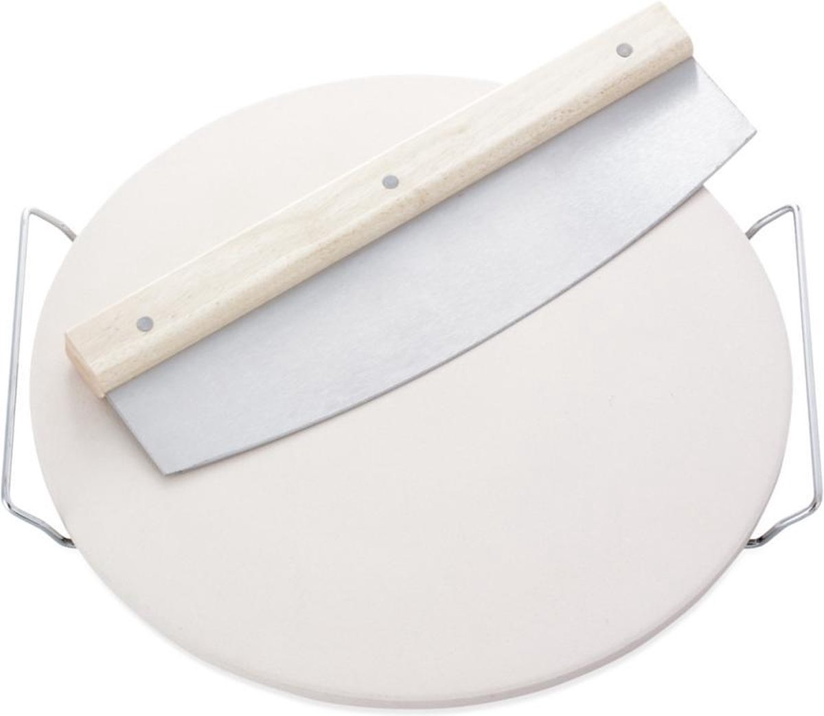 Leifheit - Pizzasteen Met Wiegemes - Beige