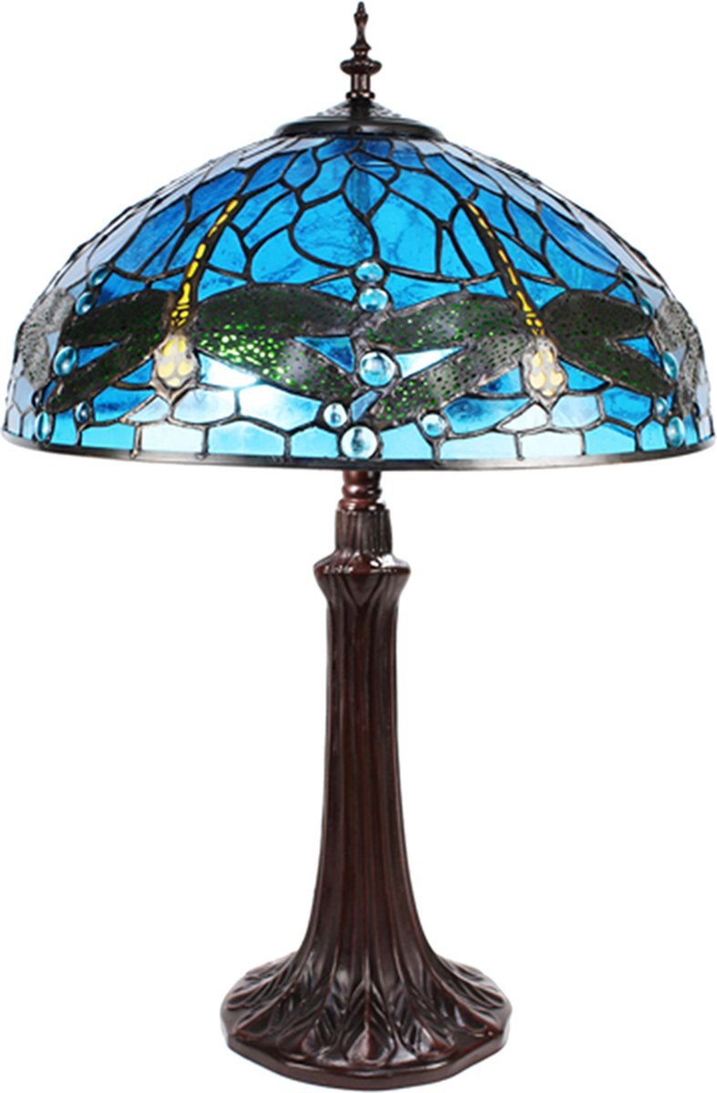 Clayre & Eef e Tafellamp Tiffany Ø 41*57 Cm E27/max 2*40w 5ll-9337bl - Blauw
