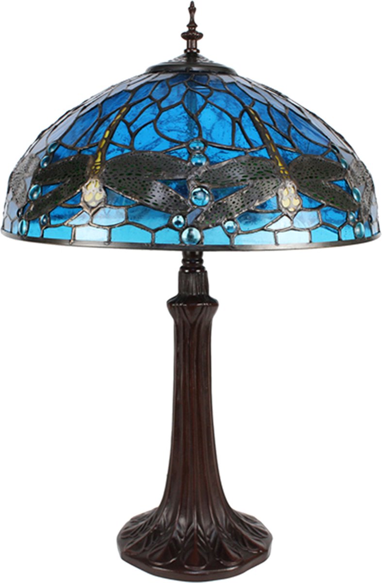 Clayre & Eef e Tafellamp Tiffany Ø 41*57 Cm E27/max 2*40w 5ll-9337bl - Blauw