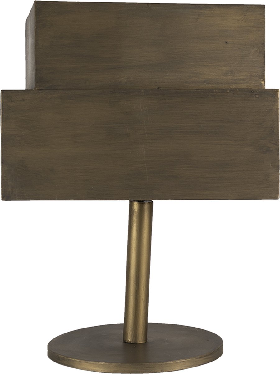 Clayre & Eef Nachtkastje 40*30*53 Cmkleurig, Bruin Hout, Ijzer Opbergkast Ladekastjekleurig Opbergkast - Goud