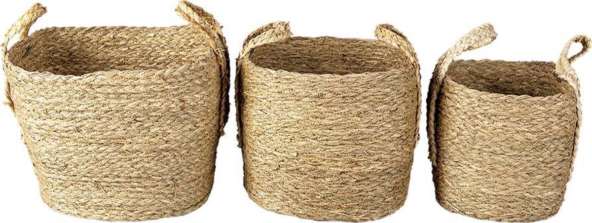 Clayre & Eef Opbergmanden (Set V 3) (3) 27*27*21/30 / 23*23*19/27 / - Bruin