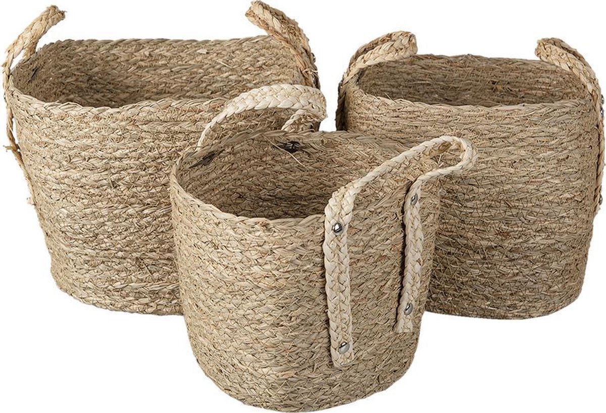 Clayre & Eef Opbergmanden (Set V 3) (3) 27*27*21/30 / 23*23*19/27 / - Bruin