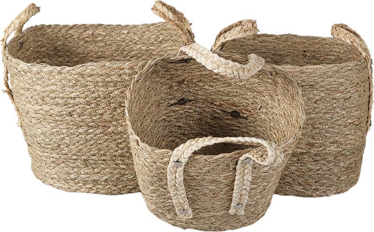 Clayre & Eef Opbergmanden (Set V 3) (3) 27*27*21/30 / 23*23*19/27 / - Bruin