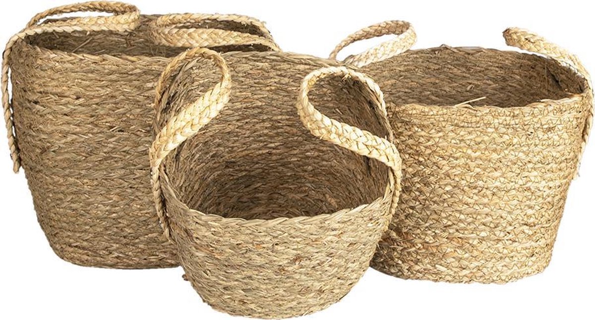 Clayre & Eef Opbergmanden (Set V 3) (3) 27*27*21/30 / 23*23*19/27 / - Bruin