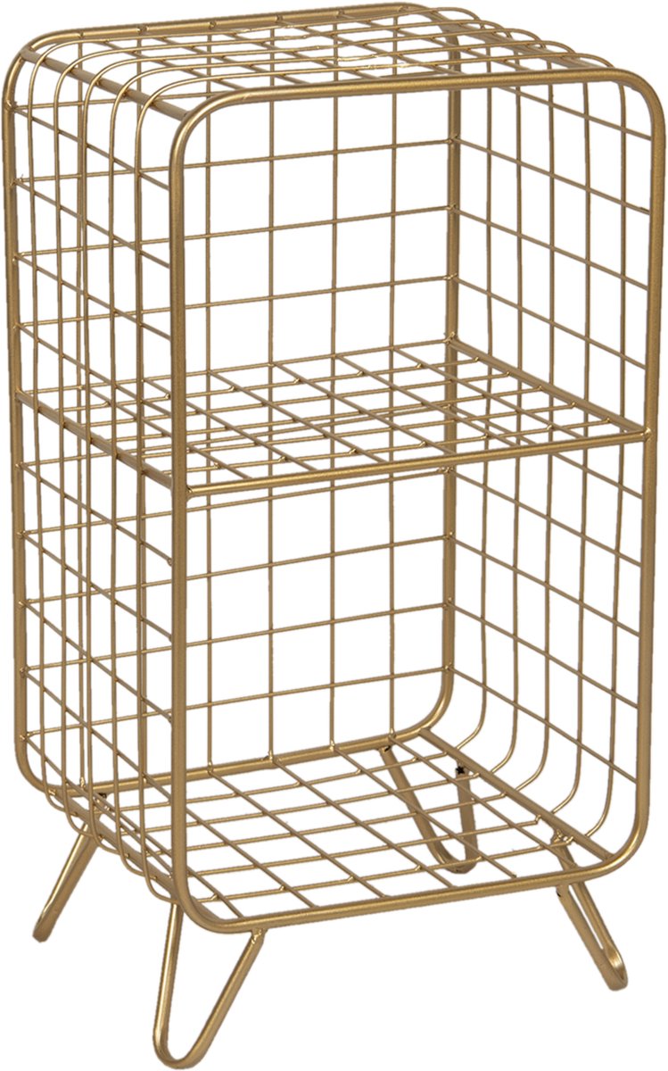 Clayre & Eef Nachtkastje 35*30*65 Cmkleurig Ijzer Rechthoek Opbergkast Halfhoge Kastkleurig Opbergkast - Goud