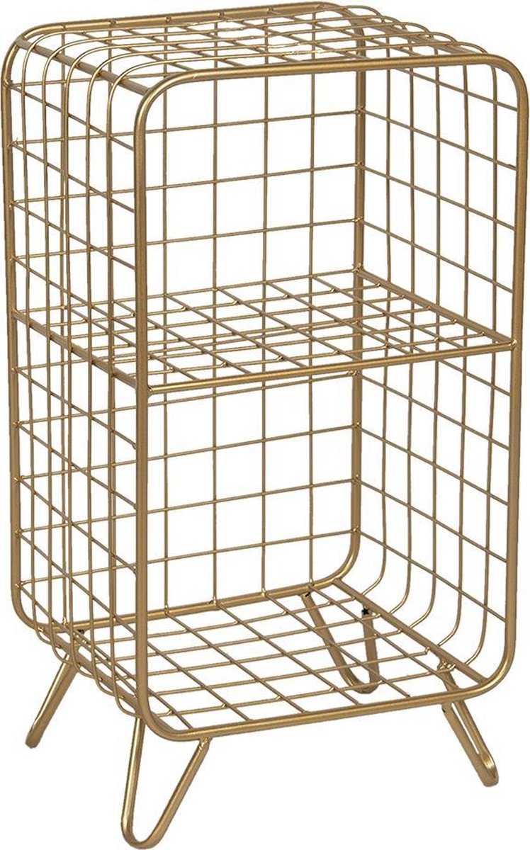 Clayre & Eef Nachtkastje 35*30*65 Cmkleurig Ijzer Rechthoek Opbergkast Halfhoge Kastkleurig Opbergkast - Goud