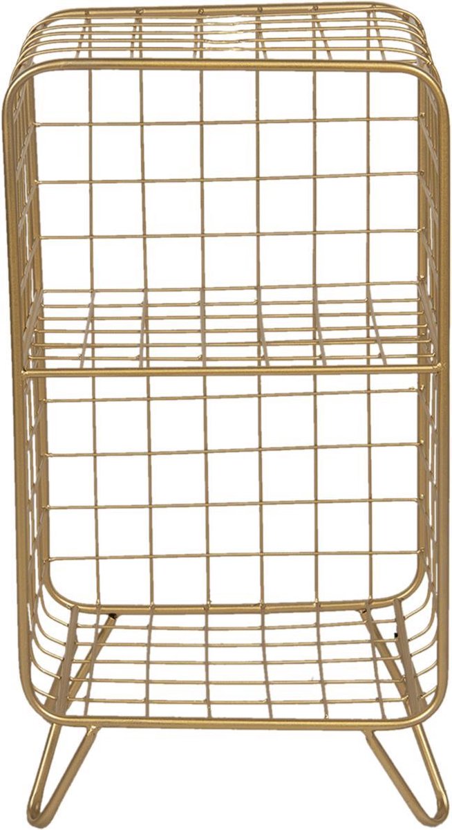 Clayre & Eef Nachtkastje 35*30*65 Cmkleurig Ijzer Rechthoek Opbergkast Halfhoge Kastkleurig Opbergkast - Goud