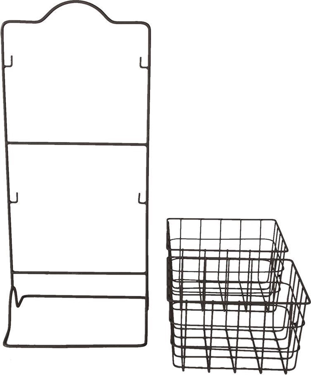 Clayre & Eef Opbergrek Manden 25*25*57 Cm Ijzer Keukenrek Rek - Bruin